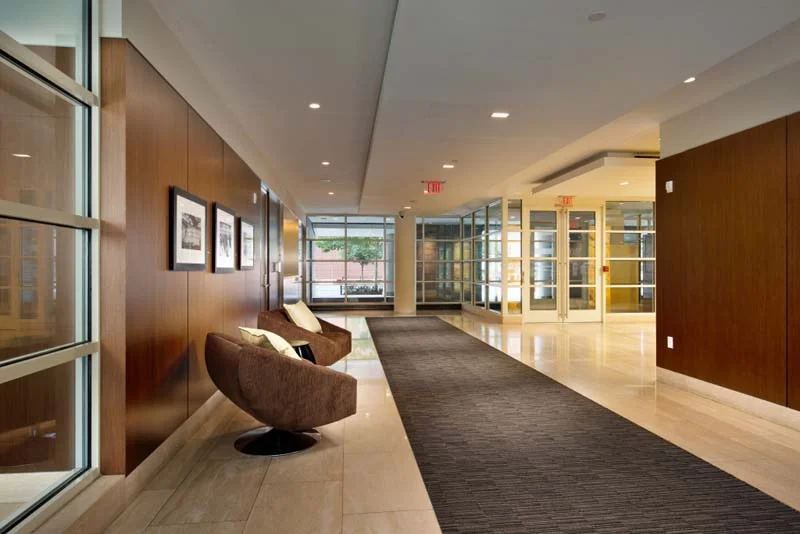 1100 1st Street residential building slate flooring and wall cladding interior lobby