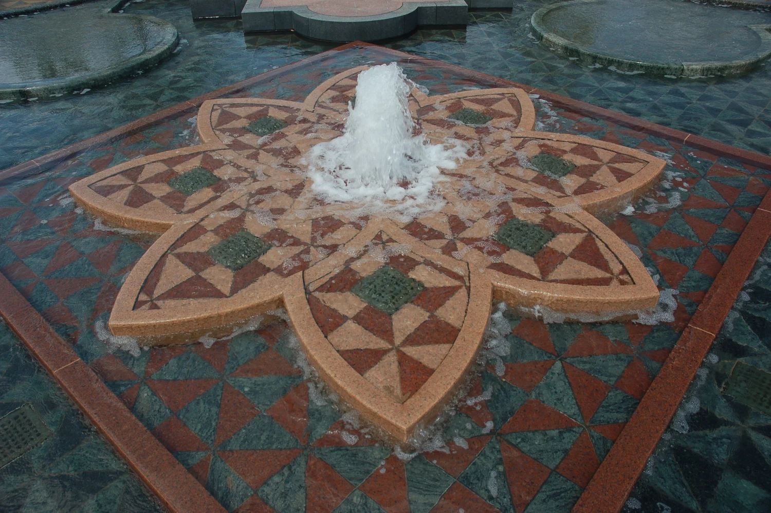 National Garden limestone walls, edging, and granite curbing